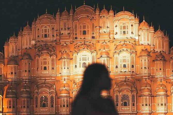 Explore Jaipur at Night with Patrika Gate - Birla Mandir Temple: a calm pause in bright white