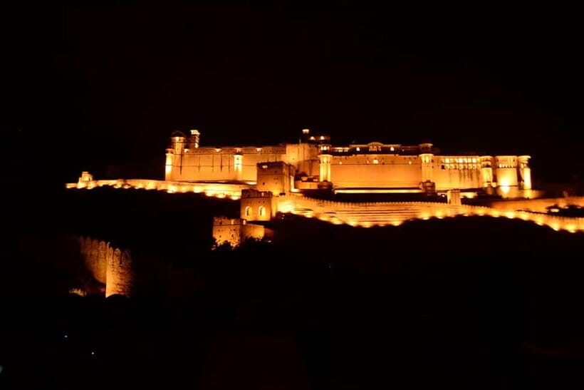 Jaipur Amber Fort Light & Sound Show with Dinner - Amer Fort at Night: The view you get right away